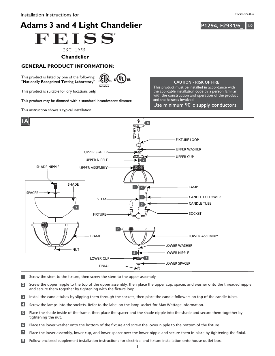 Feiss F2931-6 User Manual | 4 pages