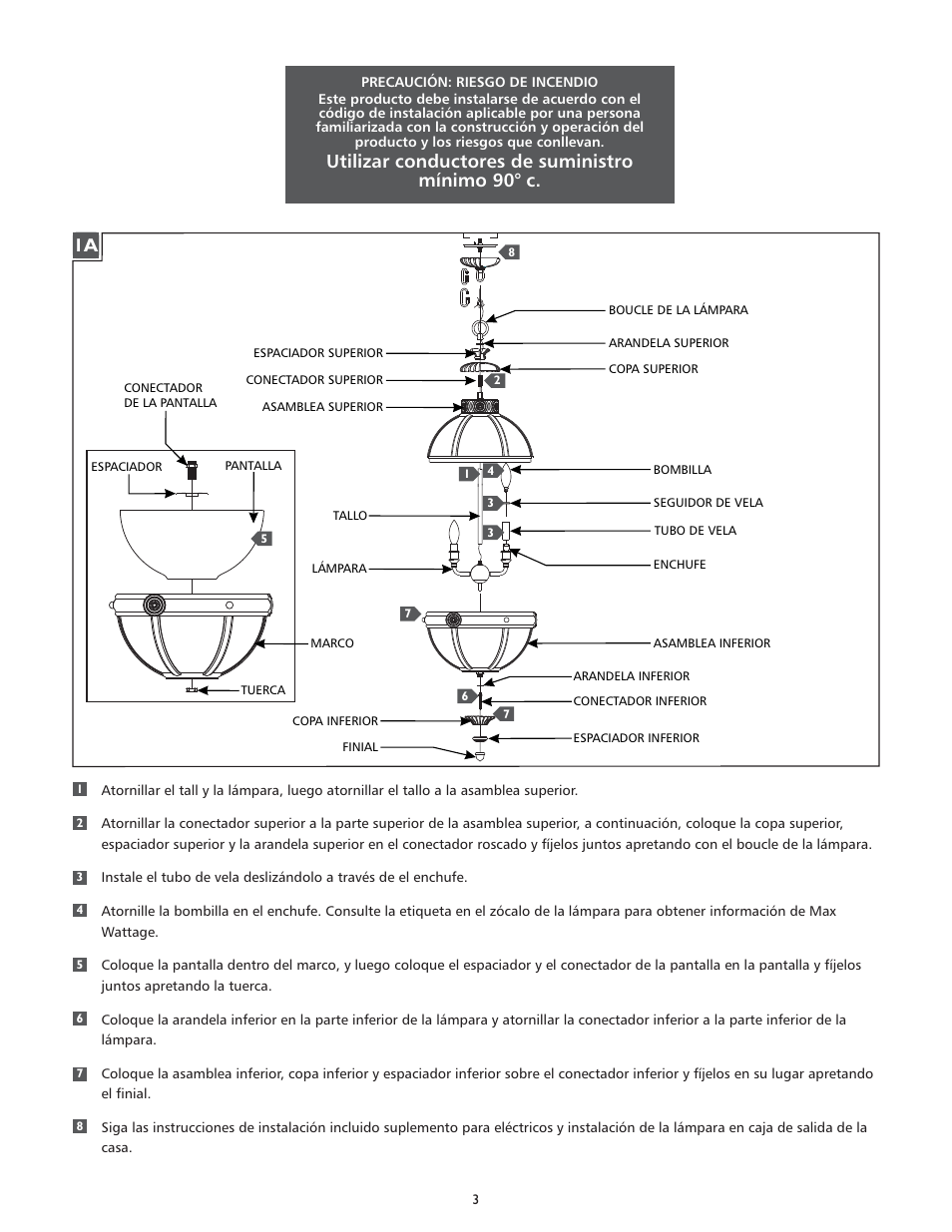 Utilizar conductores de suministro mínimo 90° c | Feiss F2931-6 User Manual | Page 3 / 4