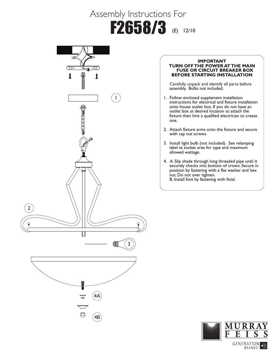 Feiss F2658-3 User Manual | 1 page