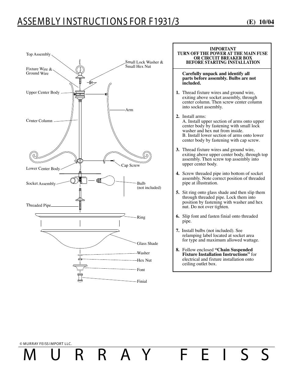 Feiss F1931-3 User Manual | 1 page