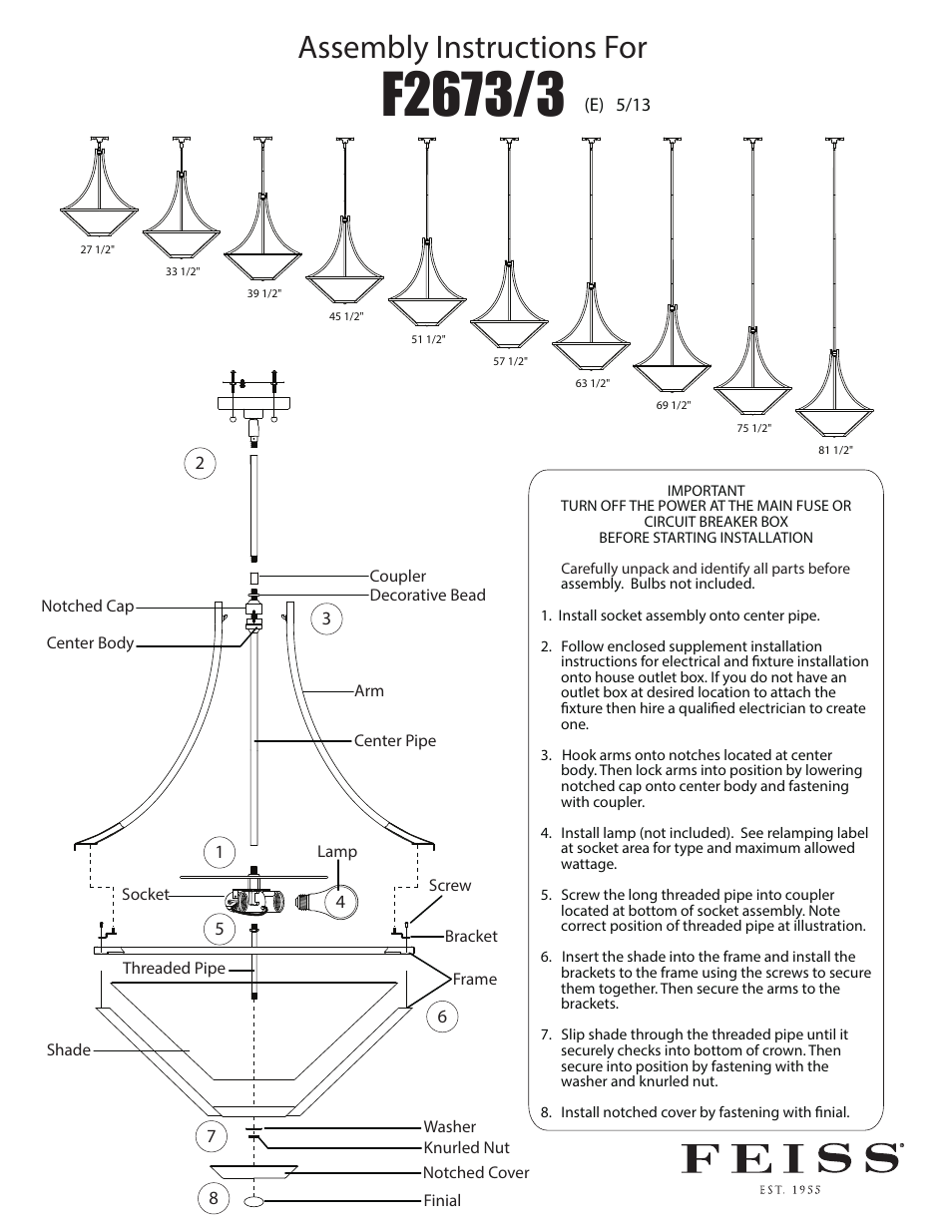 Feiss F2673-3 User Manual | 1 page