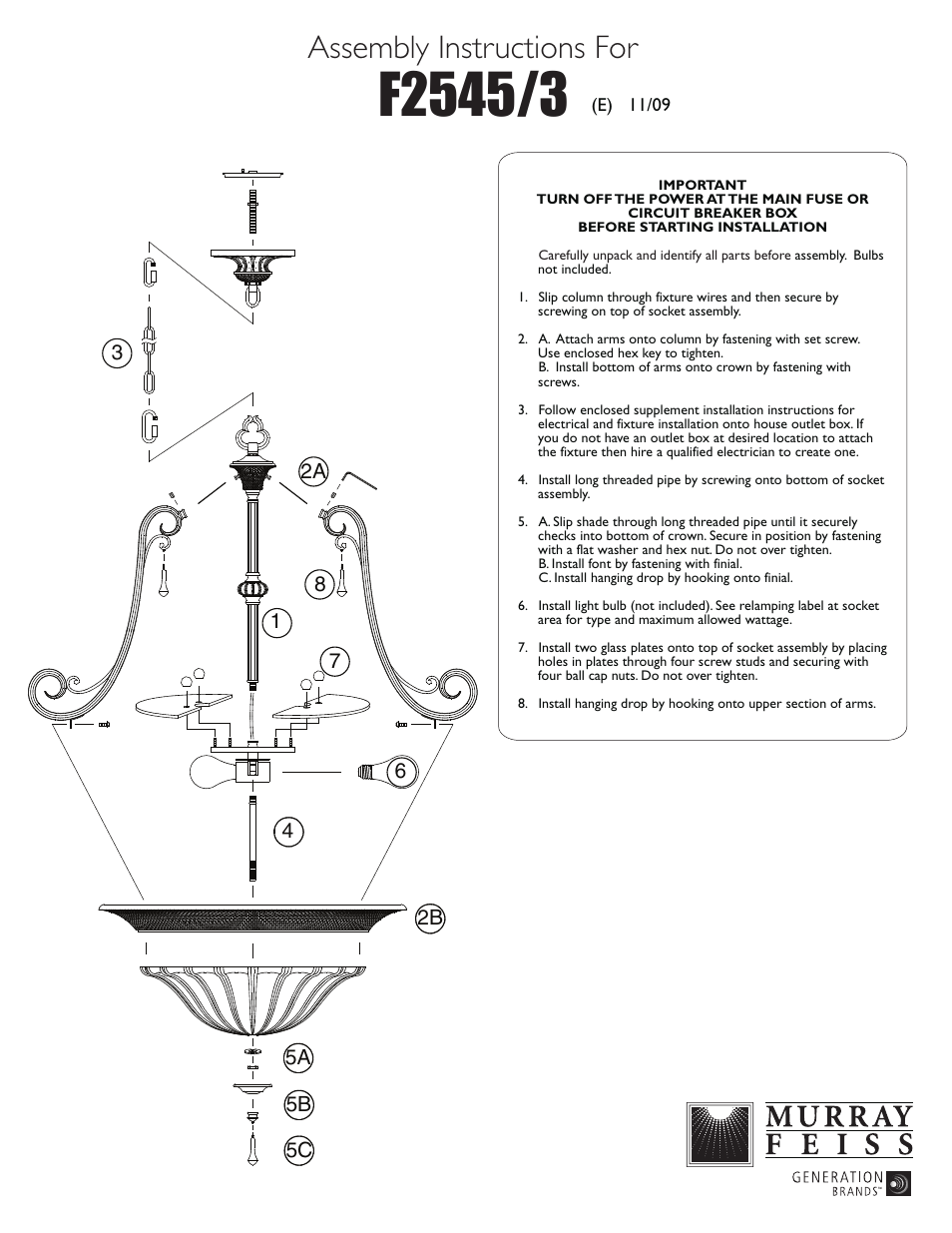 Feiss F2545-3 User Manual | 1 page