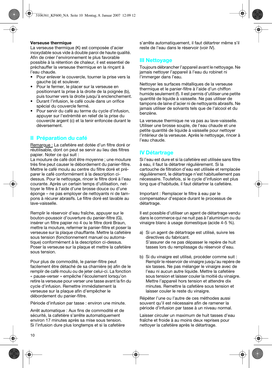 Braun KF 600 User Manual | Page 10 / 16