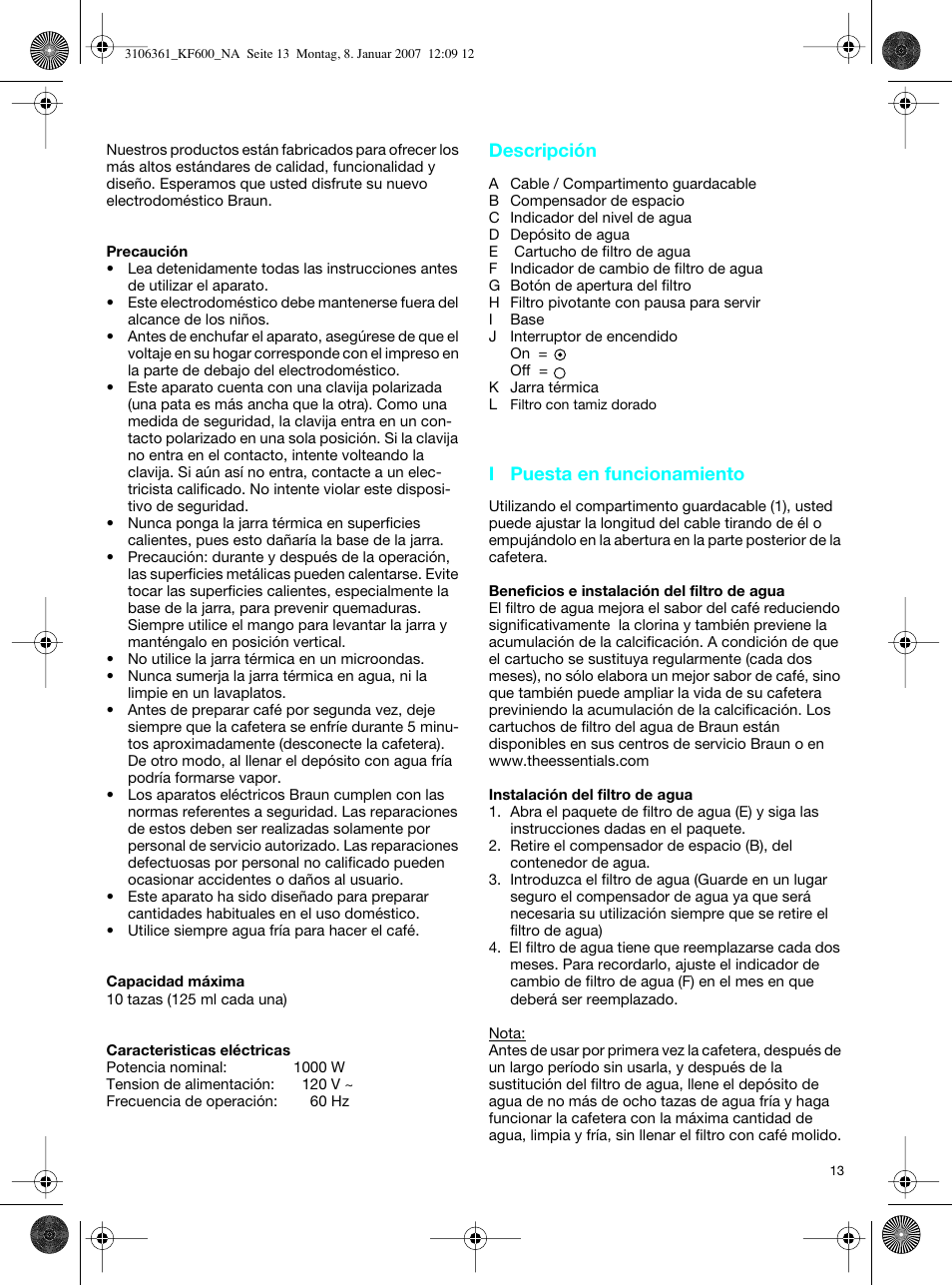Braun KF 600 User Manual | Page 13 / 16