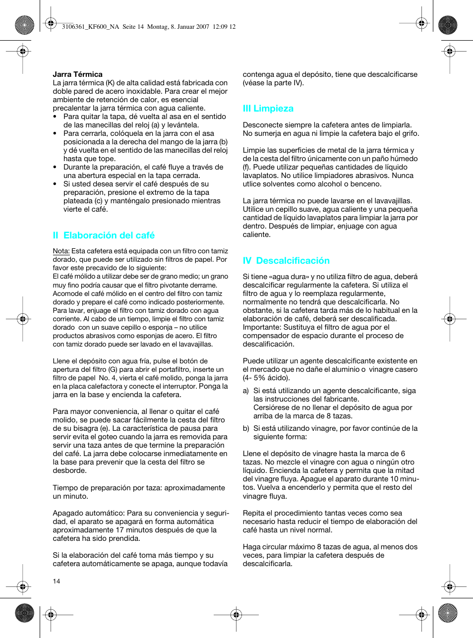 Braun KF 600 User Manual | Page 14 / 16