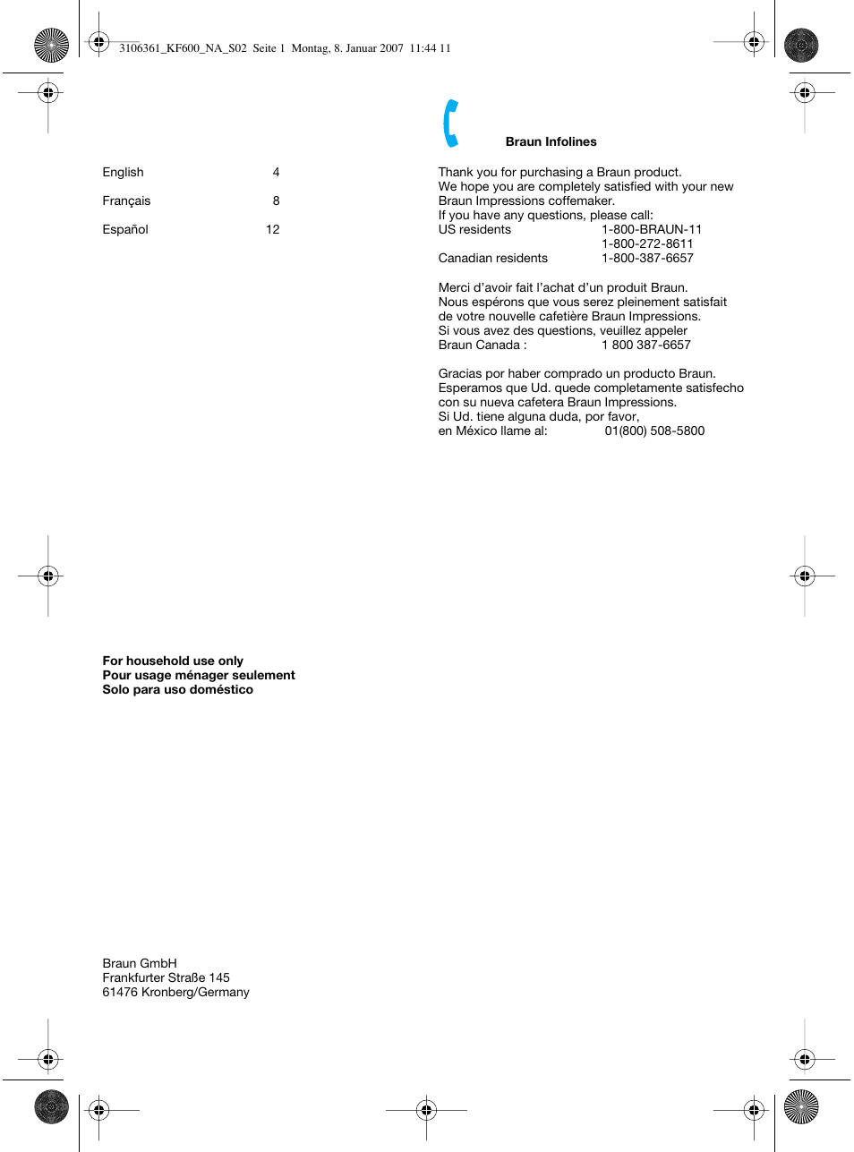 Braun KF 600 User Manual | Page 2 / 16