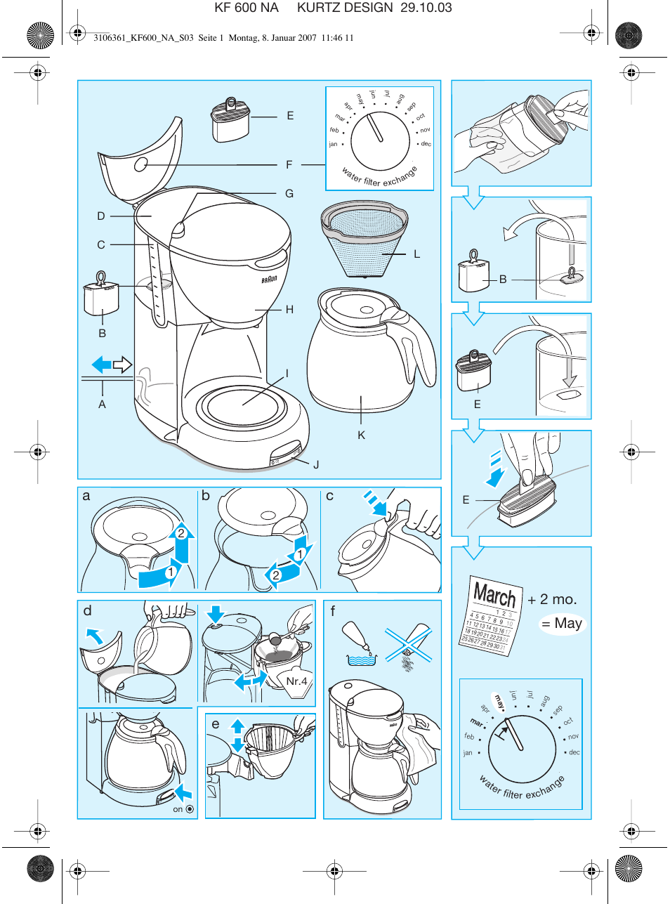 March, 2 mo. = may | Braun KF 600 User Manual | Page 3 / 16