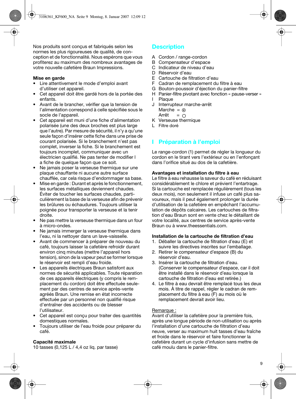 Braun KF 600 User Manual | Page 9 / 16