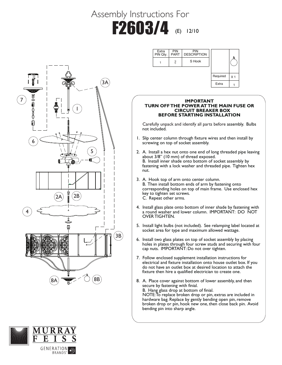Feiss F2603-4 User Manual | 1 page