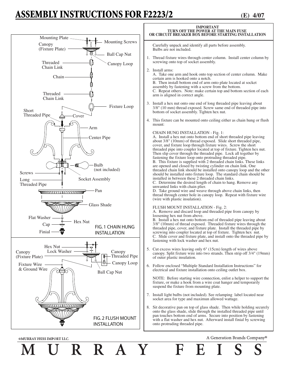 Feiss F2223-2 User Manual | 1 page