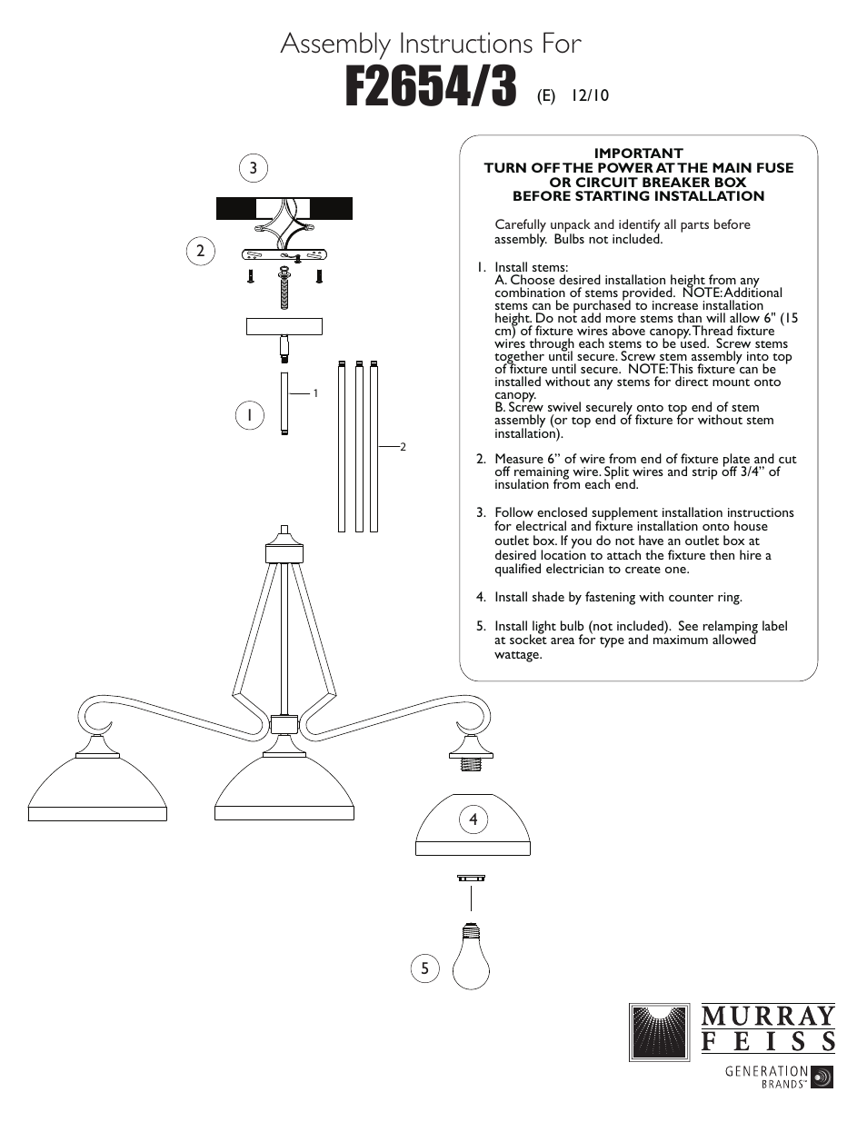 Feiss F2654-3 User Manual | 1 page