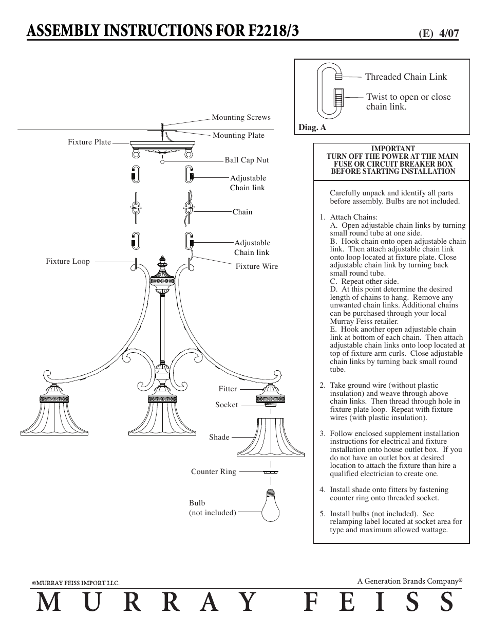 Feiss F2218-3 User Manual | 1 page