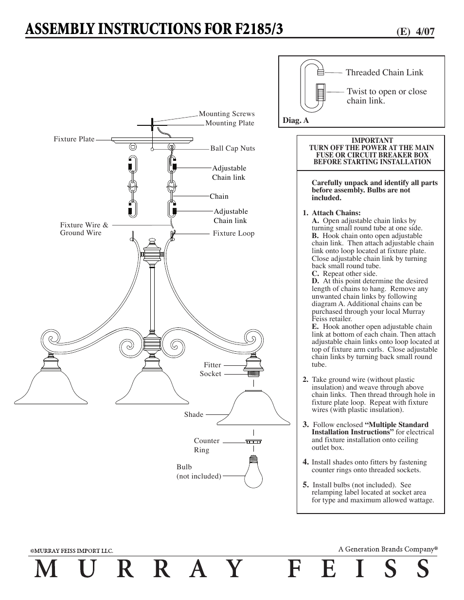 Feiss F2185-3 User Manual | 1 page
