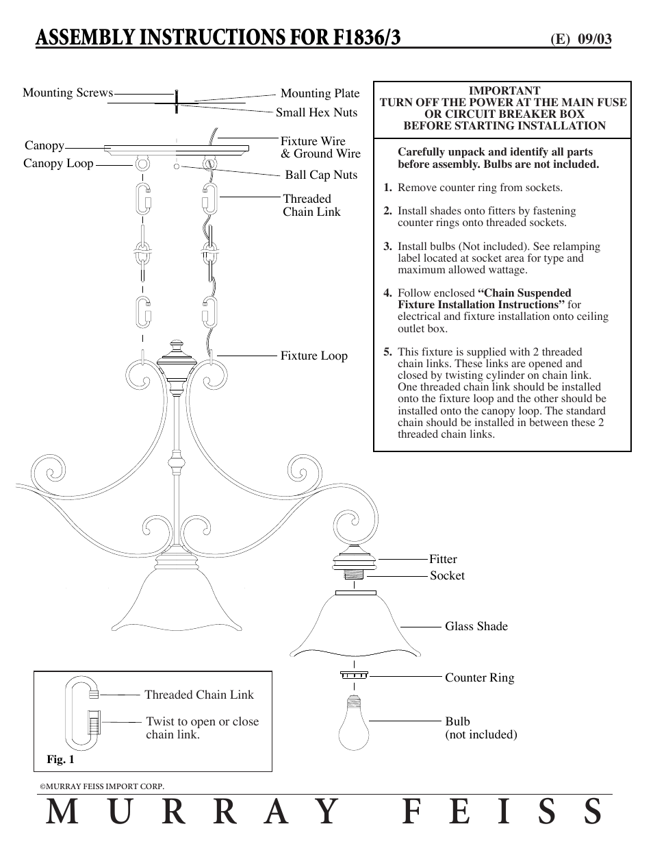 Feiss F1836-3 User Manual | 1 page