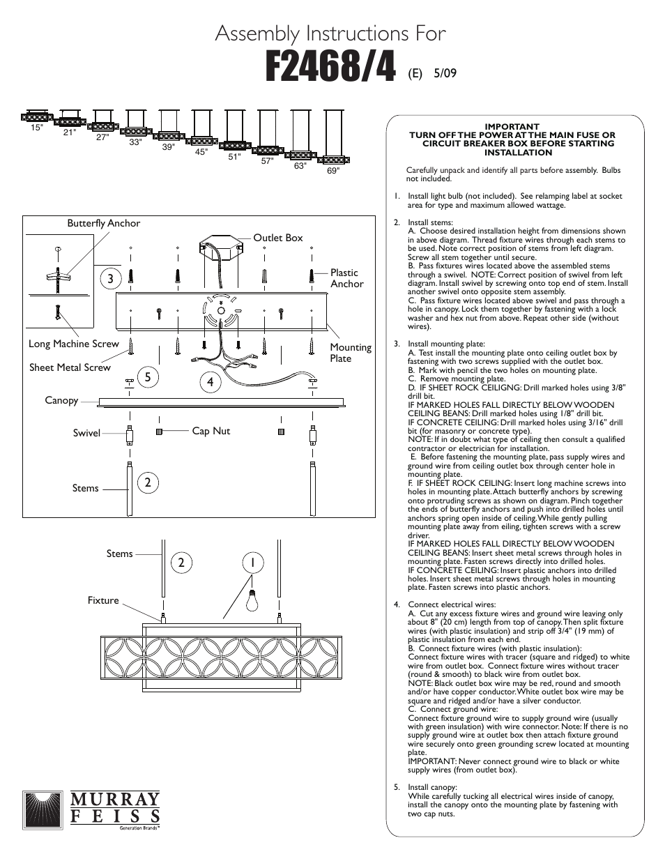 Feiss F2468-4 User Manual | 1 page