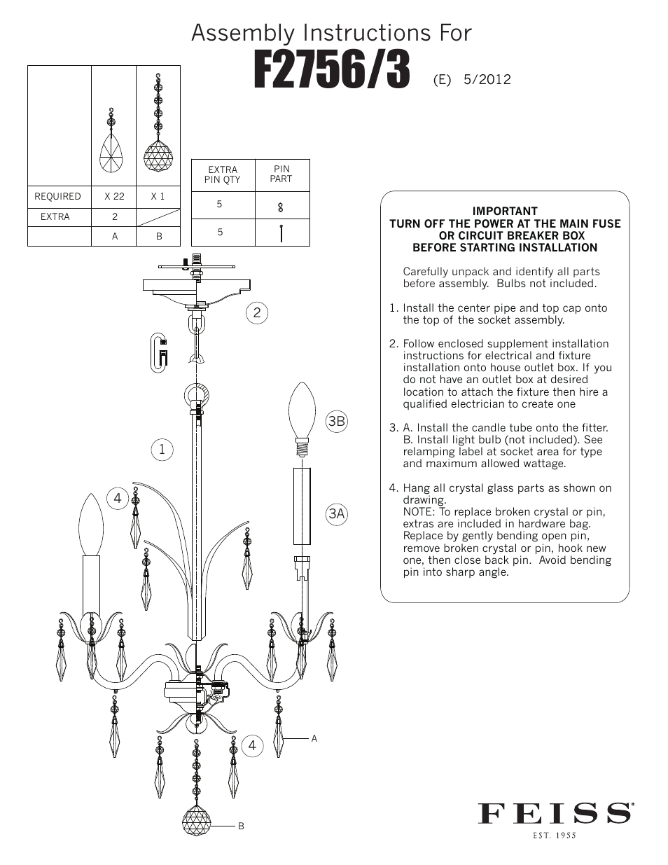 Feiss F2756-3 User Manual | 1 page