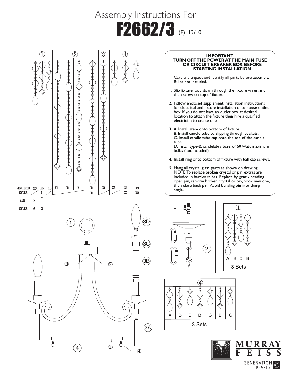 Feiss F2662-3 User Manual | 1 page
