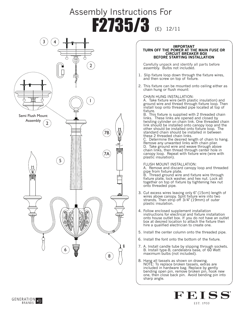 Feiss F2735-3 User Manual | 1 page