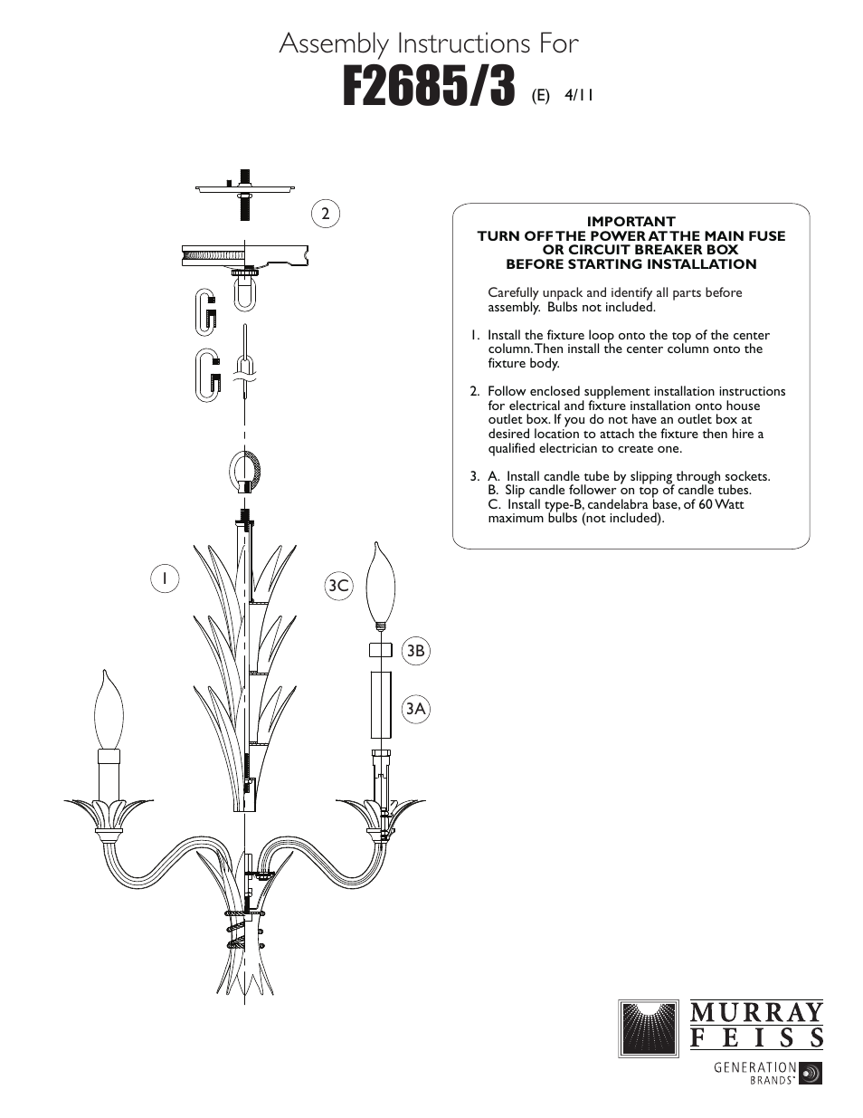 Feiss F2685-3 User Manual | 1 page