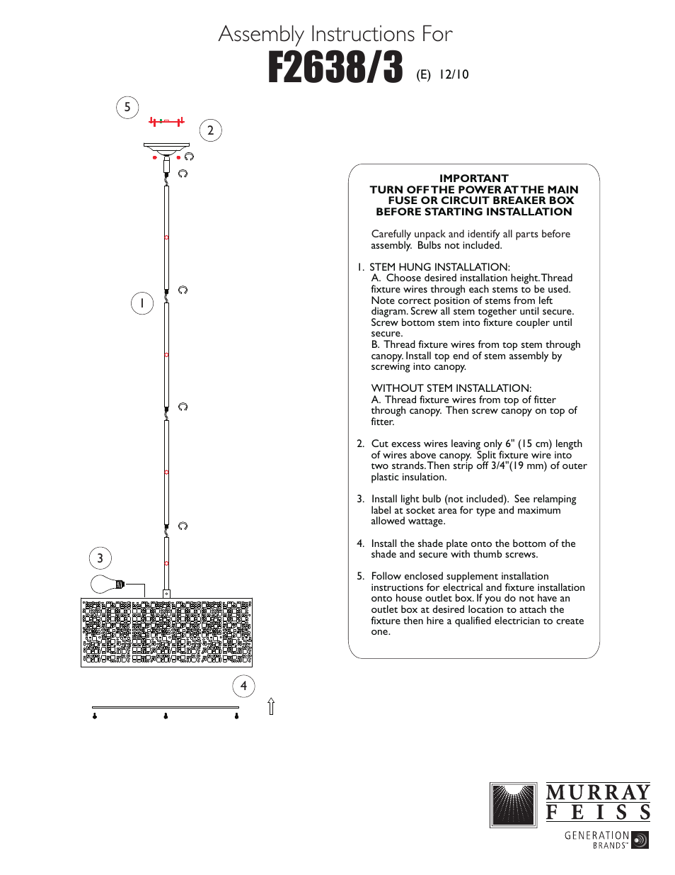 Feiss F2638-3 User Manual | 1 page
