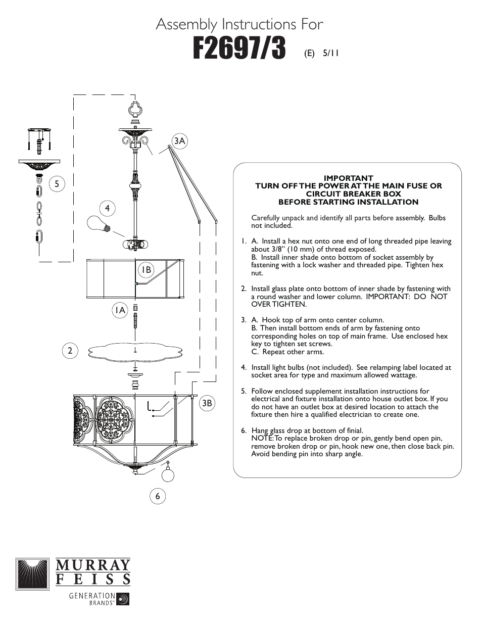Feiss F2697-3 User Manual | 1 page