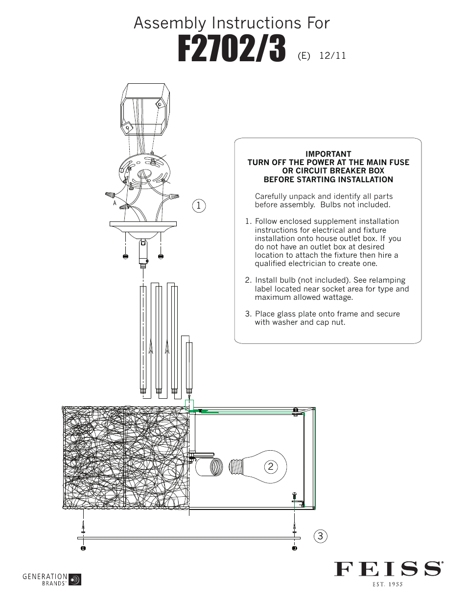 Feiss F2702-3 User Manual | 1 page