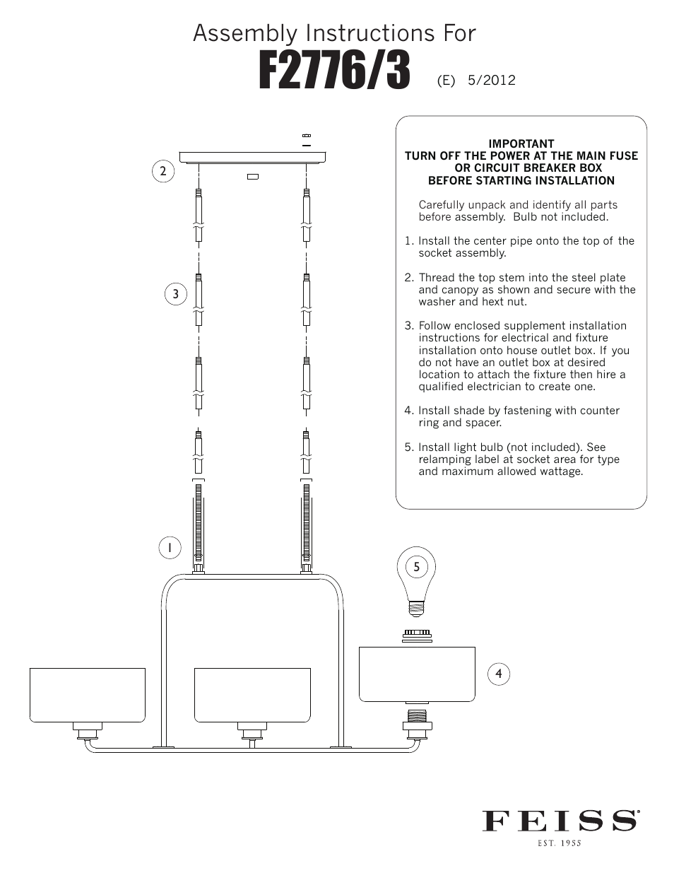 Feiss F2776-3 User Manual | 1 page