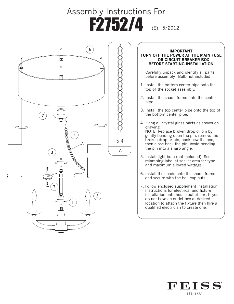 Feiss F2752-4 User Manual | 1 page