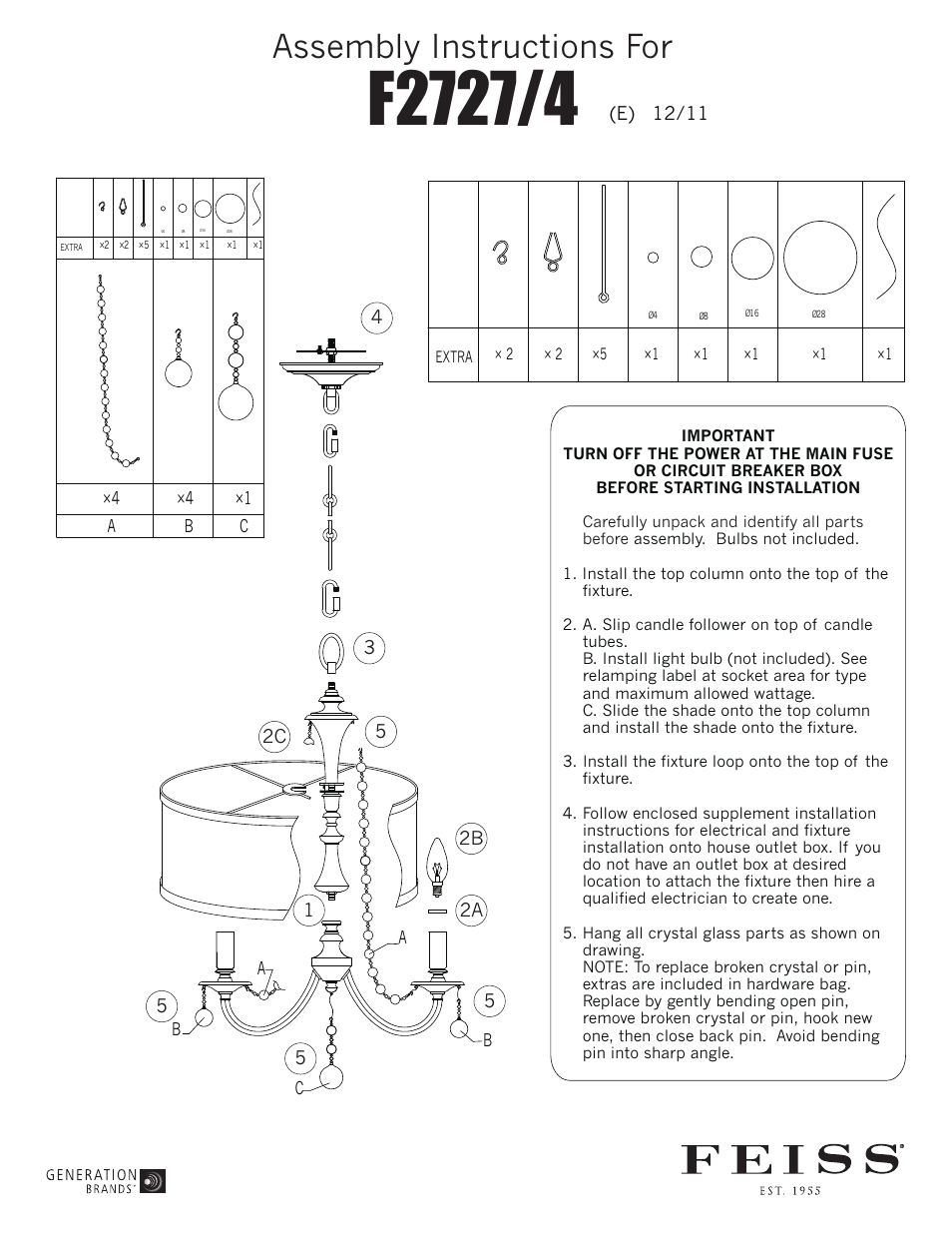 Feiss F2727-4 User Manual | 1 page