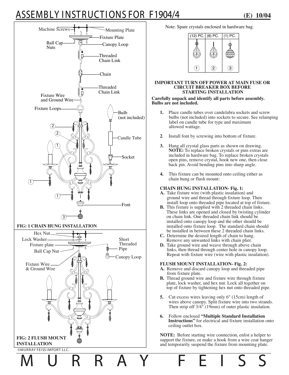 Feiss F1904-4 User Manual | 1 page