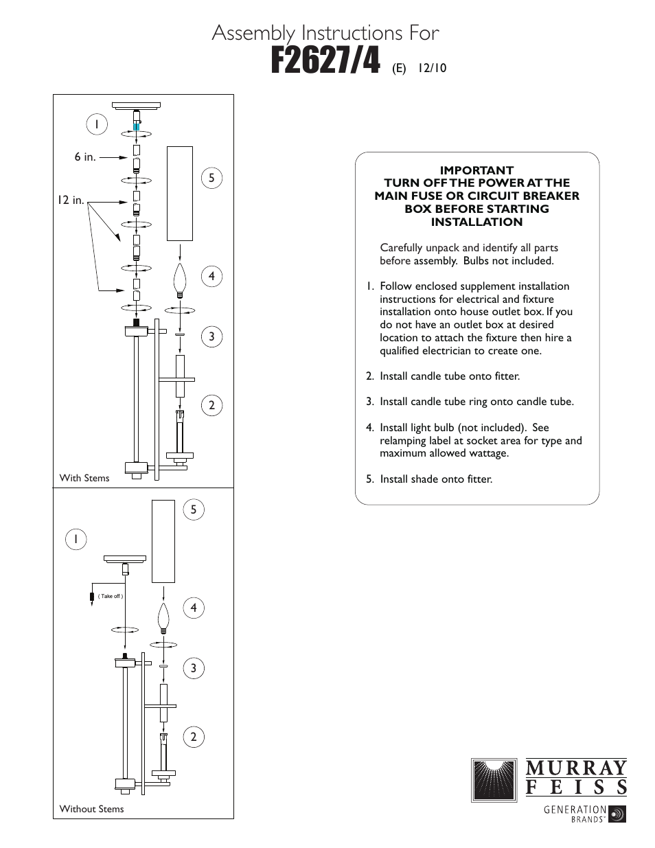 Feiss F2627-4 User Manual | 1 page