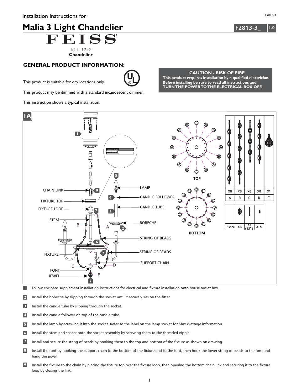 Feiss F2813-3 User Manual | 4 pages