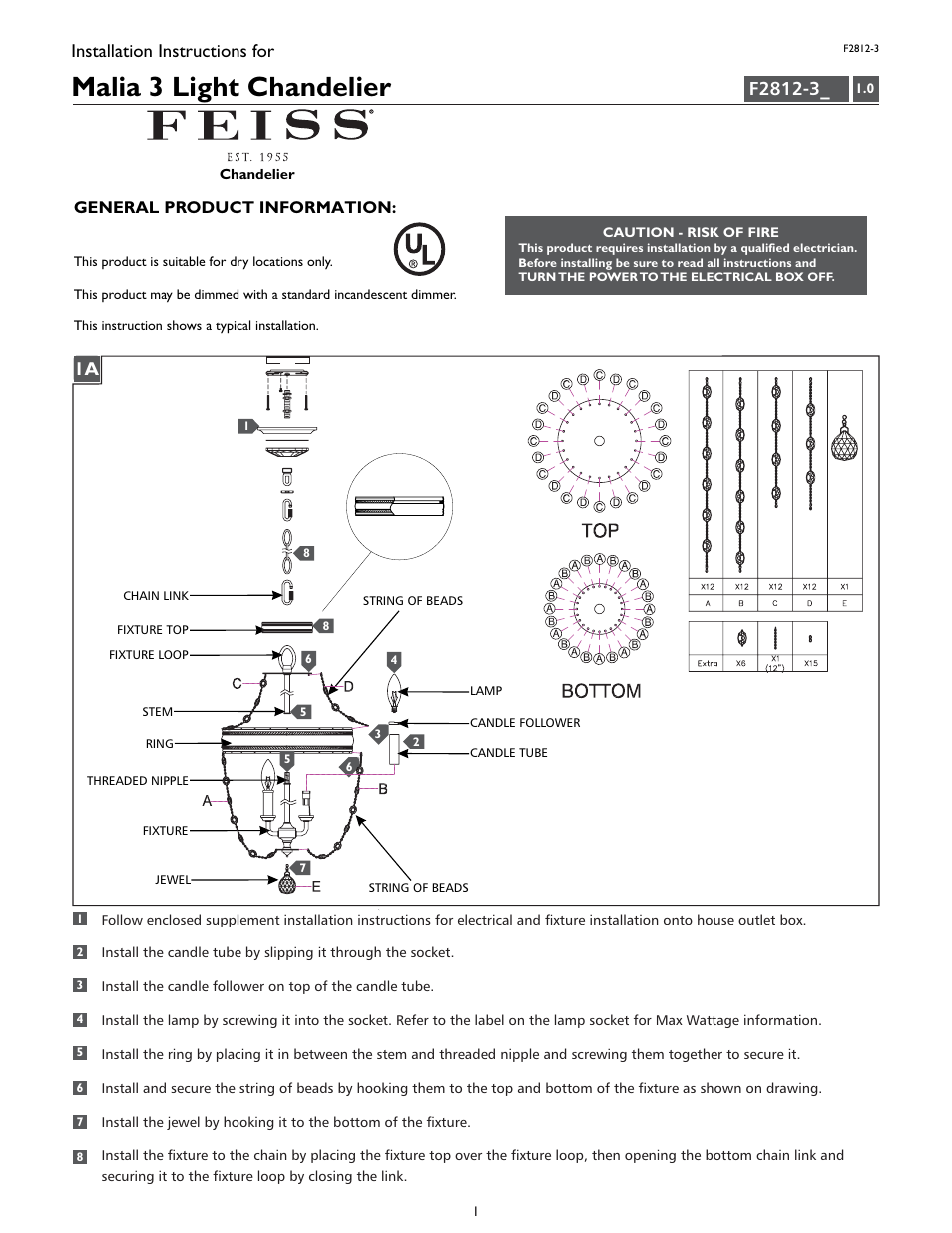 Feiss F2812-3 User Manual | 4 pages