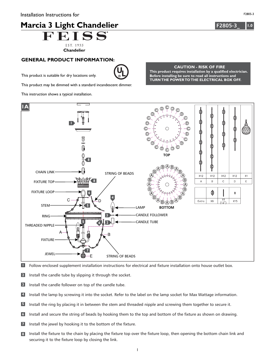 Feiss F2805-3 User Manual | 4 pages