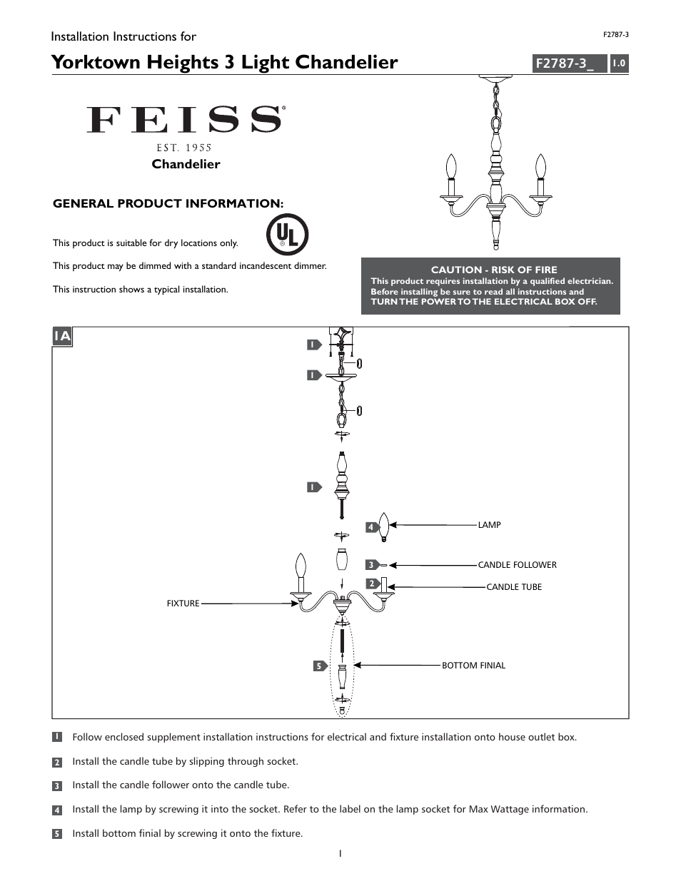 Feiss F2787-3 User Manual | 4 pages