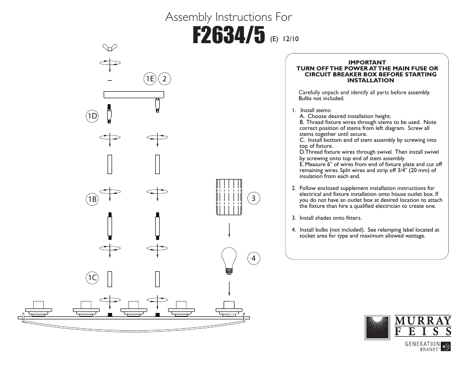 Feiss F2634-5 User Manual | 1 page