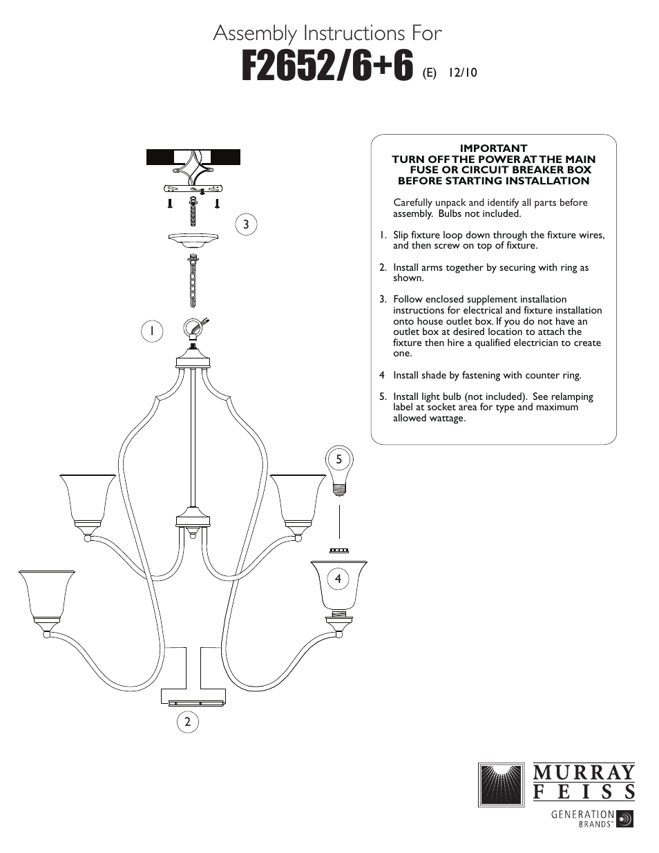 Feiss F2652-6+6 User Manual | 1 page