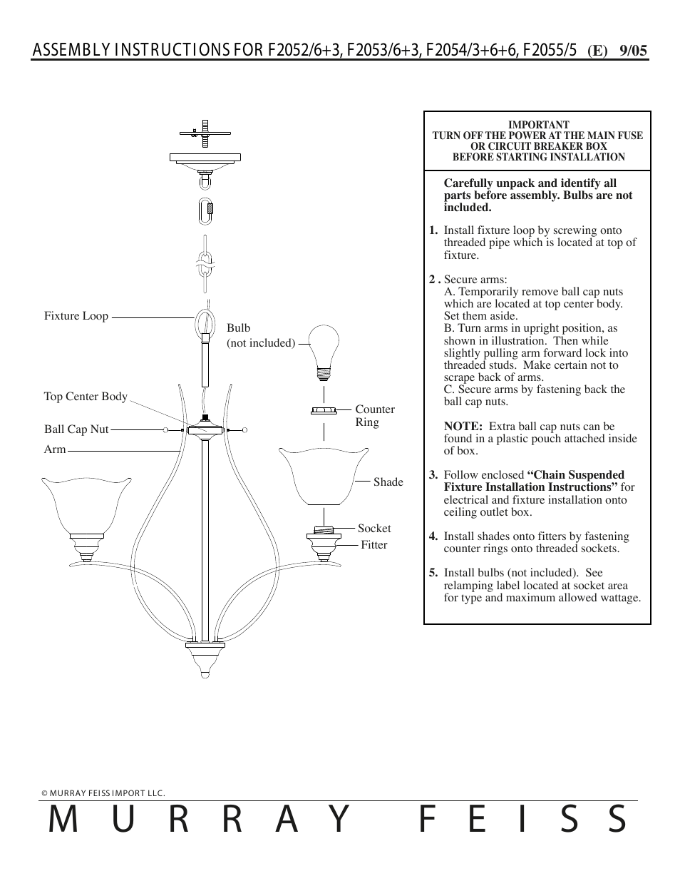 Feiss F2052 User Manual | 1 page