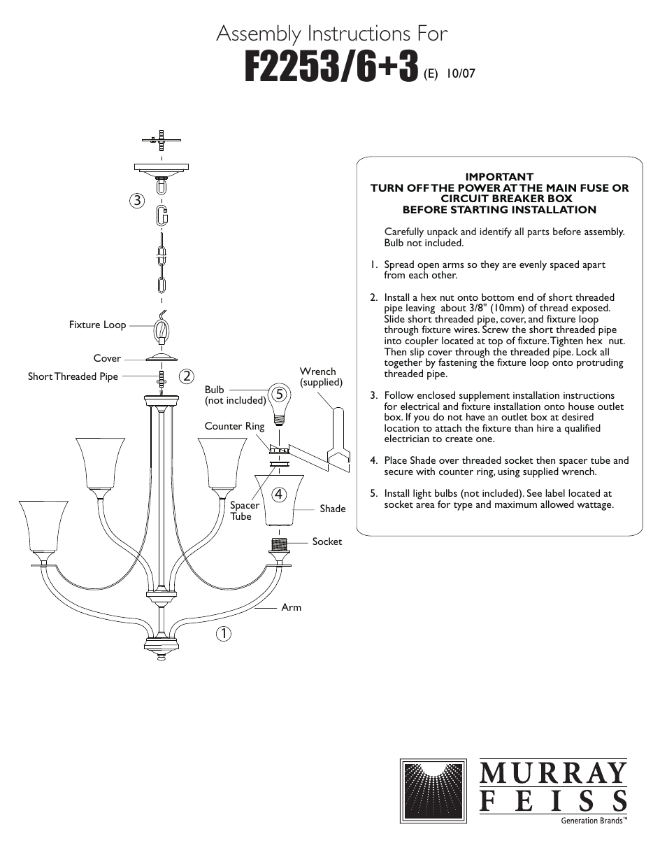Feiss F2253 User Manual | 1 page