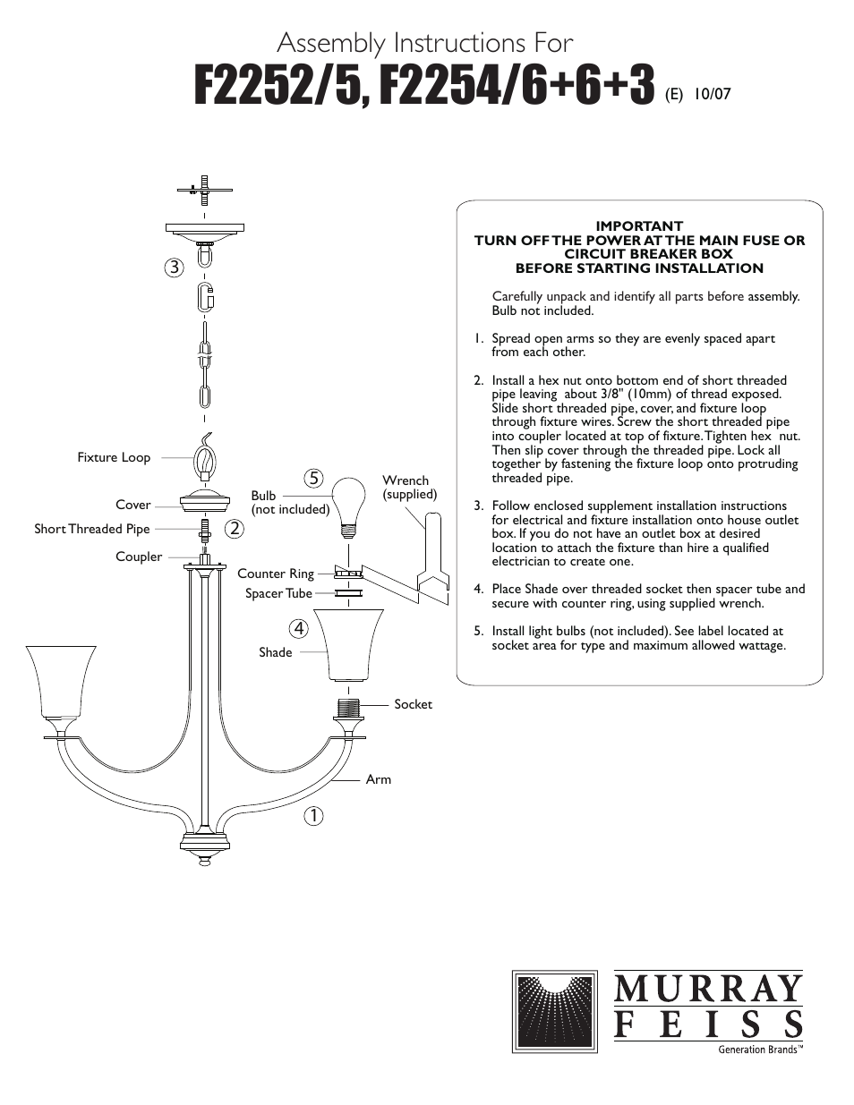 Feiss F2252 User Manual | 1 page