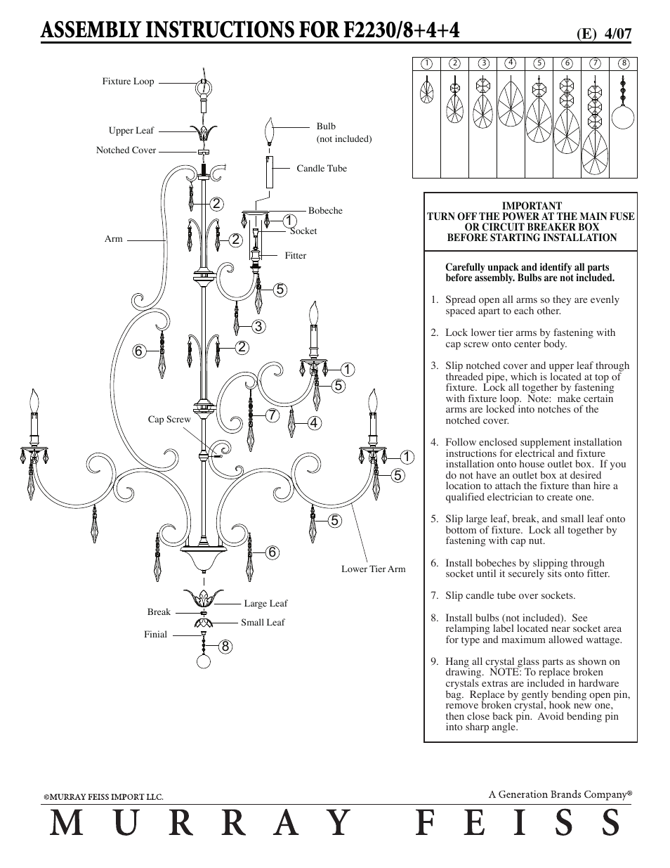 Feiss F2230 User Manual | 1 page