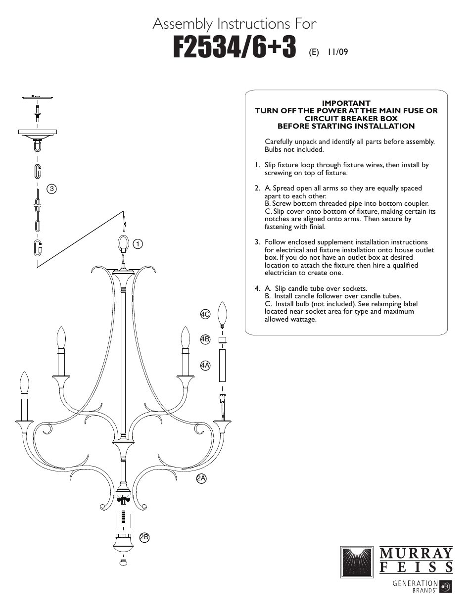 Feiss F2534 User Manual | 1 page