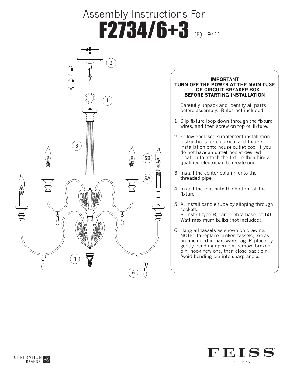Feiss F2734 User Manual | 1 page