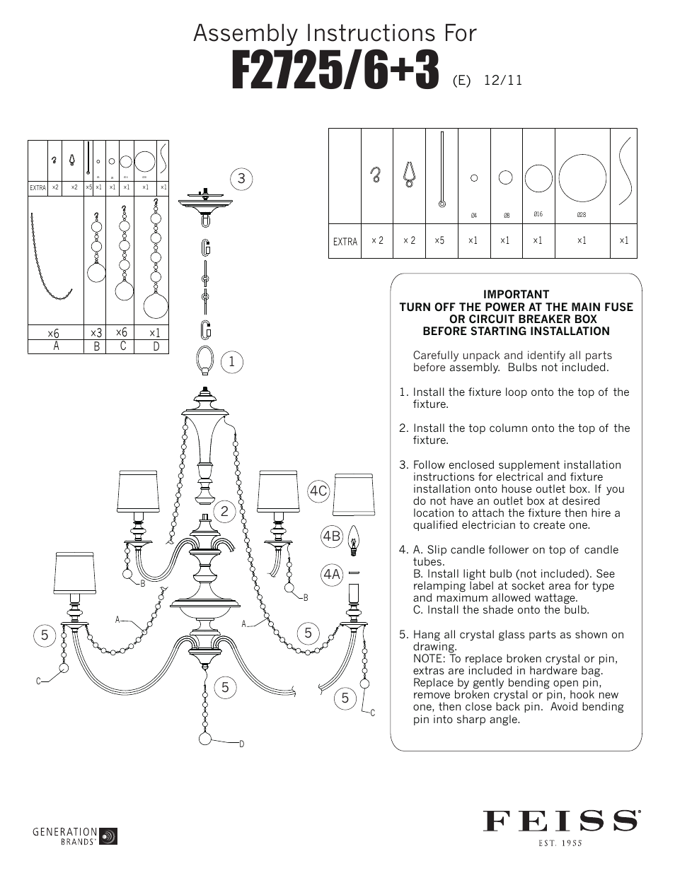 Feiss F2725 User Manual | 1 page