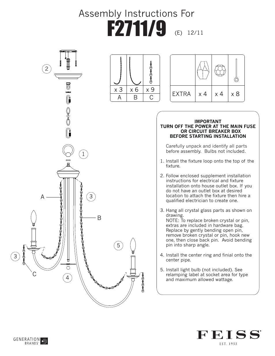 Feiss F2711 User Manual | 1 page