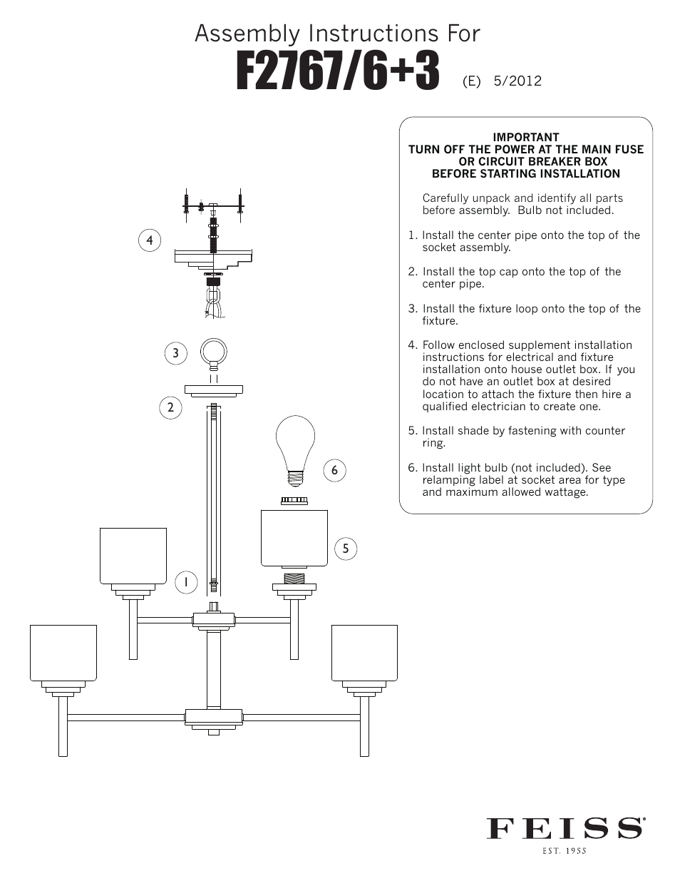 Feiss F2767 User Manual | 1 page