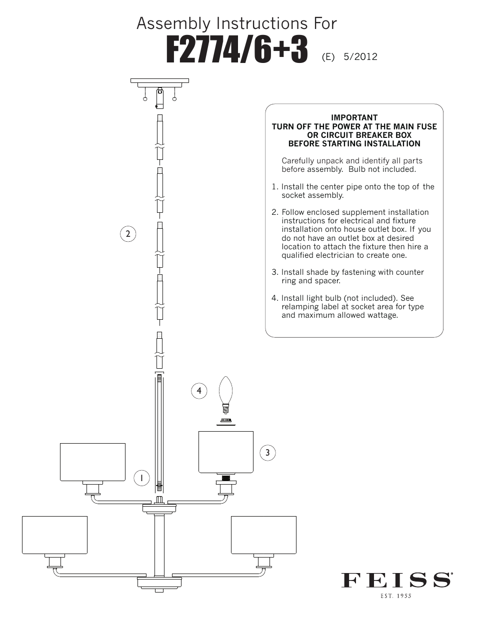 Feiss F2774 User Manual | 1 page