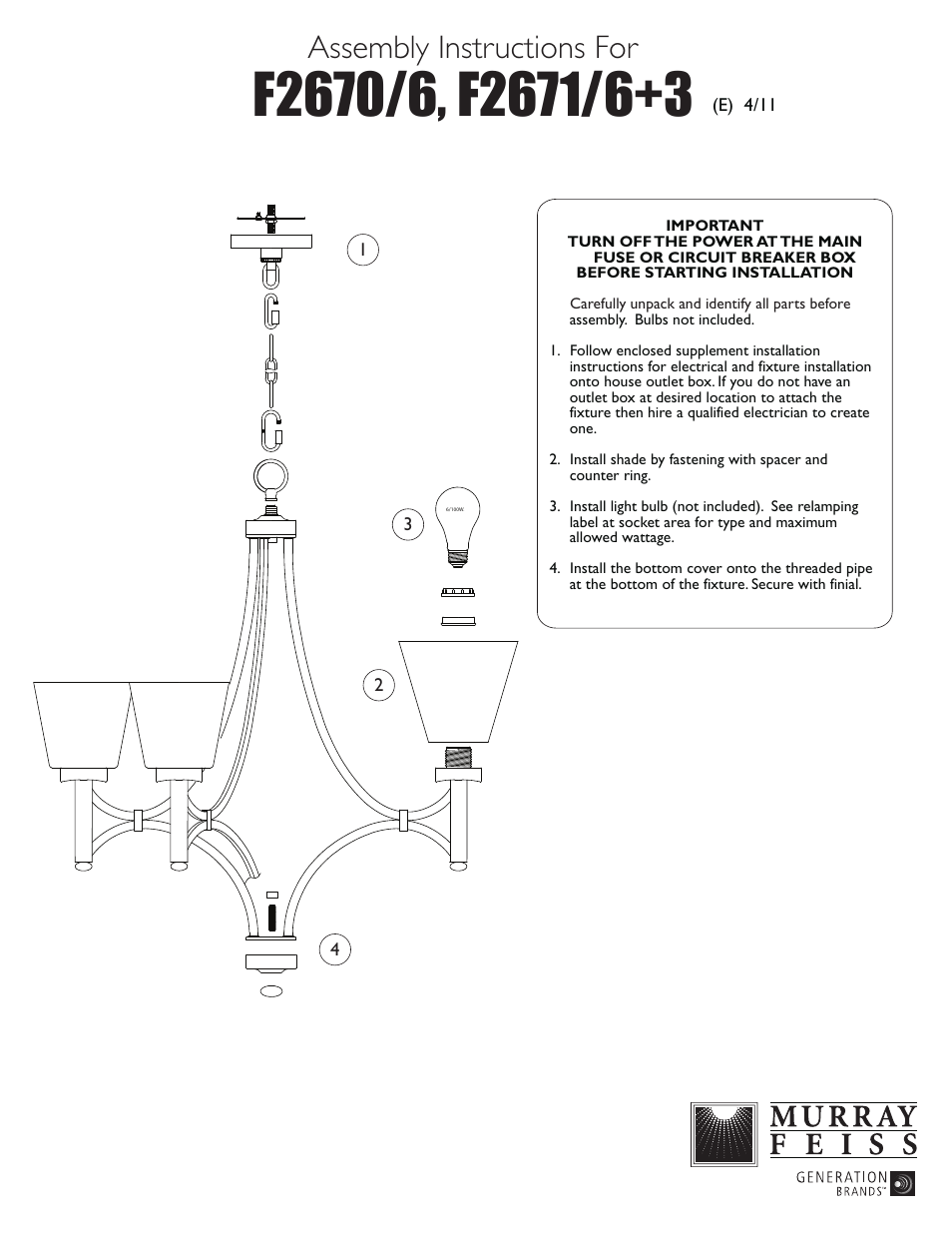 Feiss F2670 User Manual | 1 page