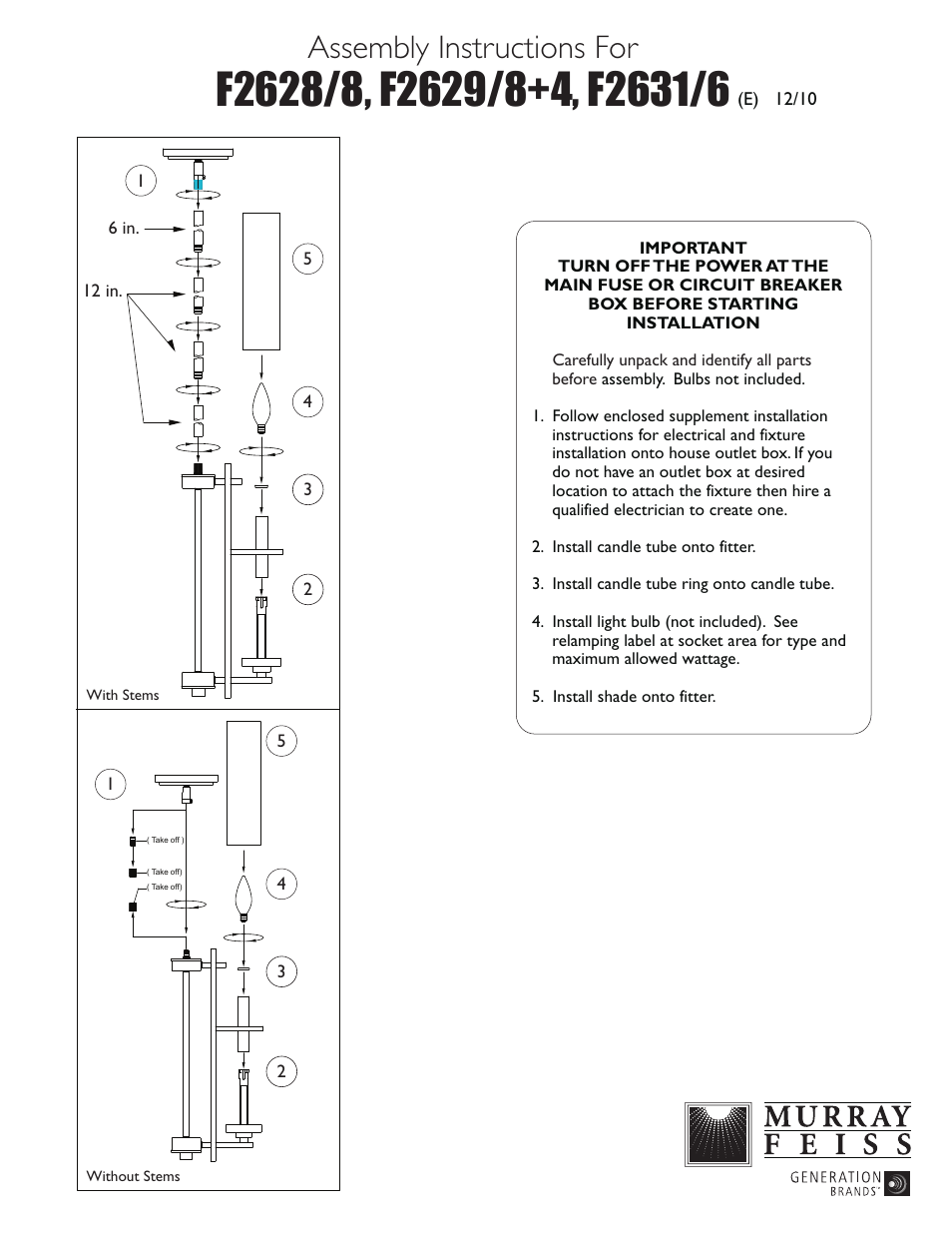 Feiss F2631 User Manual | 1 page
