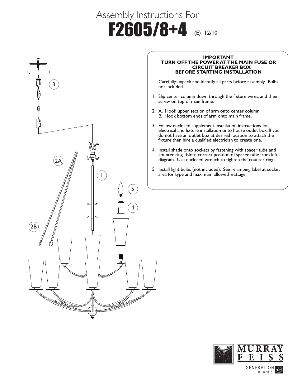 Feiss F2605 User Manual | 1 page
